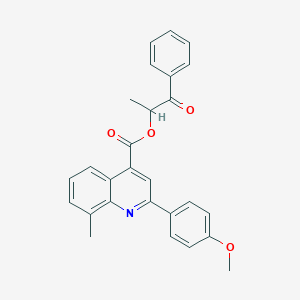 molecular formula C27H23NO4 B339513 1-Methyl-2-oxo-2-phenylethyl 2-(4-methoxyphenyl)-8-methyl-4-quinolinecarboxylate 