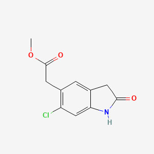 molecular formula C11H10ClNO3 B3395411 Methyl 2-(6-chloro-2-oxoindolin-5-yl)acetate CAS No. 510703-84-1