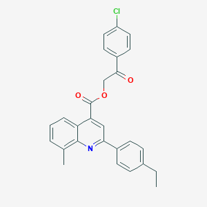 molecular formula C27H22ClNO3 B339583 2-(4-Chlorophenyl)-2-oxoethyl 2-(4-ethylphenyl)-8-methyl-4-quinolinecarboxylate 