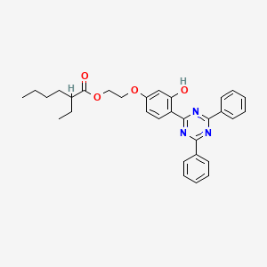 B3395867 Hexanoic acid, 2-ethyl-, 2-[4-(4,6-diphenyl-1,3,5-triazin-2-yl)-3-hydroxyphenoxy]ethyl ester CAS No. 371146-04-2