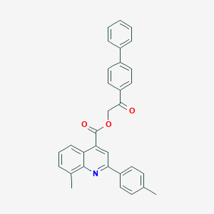 molecular formula C32H25NO3 B339587 2-(Biphenyl-4-yl)-2-oxoethyl 8-methyl-2-(4-methylphenyl)quinoline-4-carboxylate 