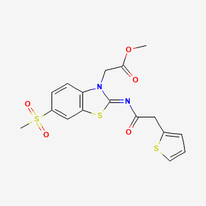 (E)-methyl 2-(6-(methylsulfonyl)-2-((2-(thiophen-2-yl)acetyl)imino)benzo[d]thiazol-3(2H)-yl)acetate