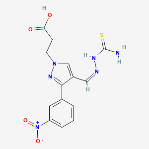 (Z)-3-(4-((2-carbamothioylhydrazono)methyl)-3-(3-nitrophenyl)-1H-pyrazol-1-yl)propanoic acid