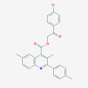 molecular formula C27H22BrNO3 B339610 2-(4-Bromophenyl)-2-oxoethyl 3,6-dimethyl-2-(4-methylphenyl)-4-quinolinecarboxylate 