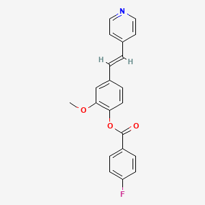 (E)-2-methoxy-4-(2-(pyridin-4-yl)vinyl)phenyl 4-fluorobenzoate