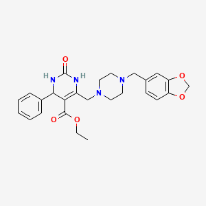 molecular formula C26H30N4O5 B3396201 ethyl 6-({4-[(2H-1,3-benzodioxol-5-yl)methyl]piperazin-1-yl}methyl)-2-oxo-4-phenyl-1,2,3,4-tetrahydropyrimidine-5-carboxylate CAS No. 1010259-15-0