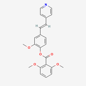 molecular formula C23H21NO5 B3396272 (E)-2-methoxy-4-(2-(pyridin-4-yl)vinyl)phenyl 2,6-dimethoxybenzoate CAS No. 1011620-09-9