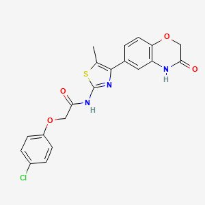 molecular formula C20H16ClN3O4S B3396293 2-(4-chlorophenoxy)-N-(5-methyl-4-(3-oxo-3,4-dihydro-2H-benzo[b][1,4]oxazin-6-yl)thiazol-2-yl)acetamide CAS No. 1011655-33-6
