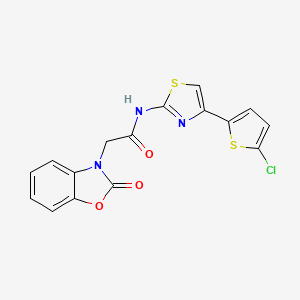 molecular formula C16H10ClN3O3S2 B3396301 N-(4-(5-chlorothiophen-2-yl)thiazol-2-yl)-2-(2-oxobenzo[d]oxazol-3(2H)-yl)acetamide CAS No. 1012480-95-3