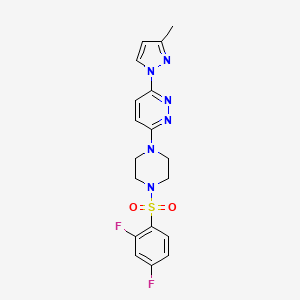 molecular formula C18H18F2N6O2S B3396308 3-(4-((2,4-difluorophenyl)sulfonyl)piperazin-1-yl)-6-(3-methyl-1H-pyrazol-1-yl)pyridazine CAS No. 1013757-17-9