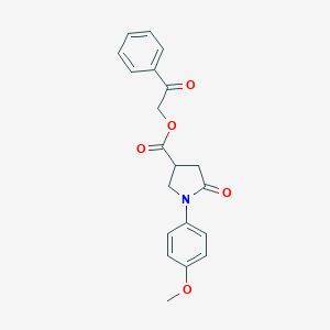molecular formula C20H19NO5 B339631 2-Oxo-2-phenylethyl 1-(4-methoxyphenyl)-5-oxo-3-pyrrolidinecarboxylate 