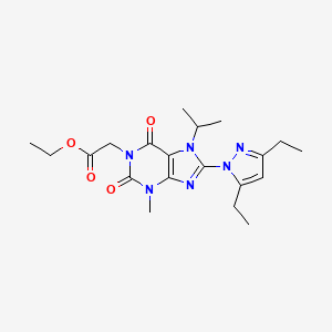 molecular formula C20H28N6O4 B3396319 ethyl 2-(8-(3,5-diethyl-1H-pyrazol-1-yl)-7-isopropyl-3-methyl-2,6-dioxo-2,3,6,7-tetrahydro-1H-purin-1-yl)acetate CAS No. 1013777-86-0