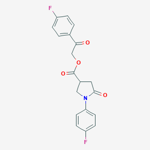 molecular formula C19H15F2NO4 B339633 2-(4-Fluorophenyl)-2-oxoethyl 1-(4-fluorophenyl)-5-oxo-3-pyrrolidinecarboxylate 