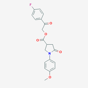 molecular formula C20H18FNO5 B339634 2-(4-Fluorophenyl)-2-oxoethyl 1-(4-methoxyphenyl)-5-oxo-3-pyrrolidinecarboxylate 