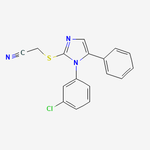 molecular formula C17H12ClN3S B3396344 2-{[1-(3-chlorophenyl)-5-phenyl-1H-imidazol-2-yl]sulfanyl}acetonitrile CAS No. 1014571-03-9