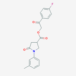 molecular formula C20H18FNO4 B339635 2-(4-Fluorophenyl)-2-oxoethyl 1-(3-methylphenyl)-5-oxo-3-pyrrolidinecarboxylate 