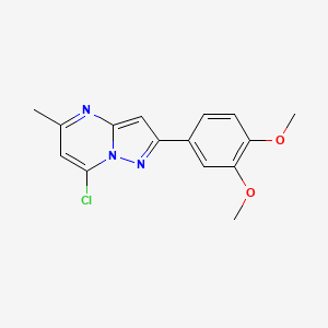molecular formula C15H14ClN3O2 B3396352 7-Chloro-2-(3,4-dimethoxyphenyl)-5-methylpyrazolo[1,5-a]pyrimidine CAS No. 1015596-12-9