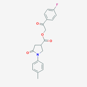 molecular formula C20H18FNO4 B339636 2-(4-Fluorophenyl)-2-oxoethyl 1-(4-methylphenyl)-5-oxo-3-pyrrolidinecarboxylate 