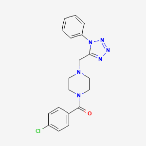 (4-chlorophenyl)(4-((1-phenyl-1H-tetrazol-5-yl)methyl)piperazin-1-yl)methanone