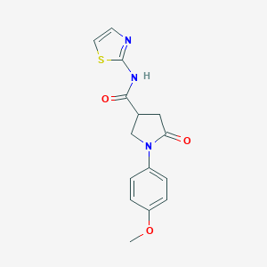 molecular formula C15H15N3O3S B339637 1-(4-methoxyphenyl)-5-oxo-N-(1,3-thiazol-2-yl)pyrrolidine-3-carboxamide 