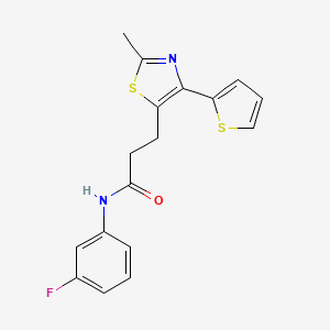 molecular formula C17H15FN2OS2 B3396380 N-(3-fluorophenyl)-3-(2-methyl-4-(thiophen-2-yl)thiazol-5-yl)propanamide CAS No. 1017662-69-9