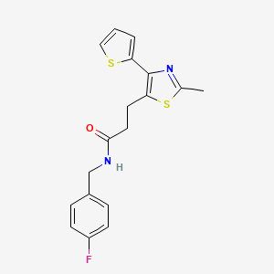 molecular formula C18H17FN2OS2 B3396387 N-(4-fluorobenzyl)-3-(2-methyl-4-(thiophen-2-yl)thiazol-5-yl)propanamide CAS No. 1017663-00-1