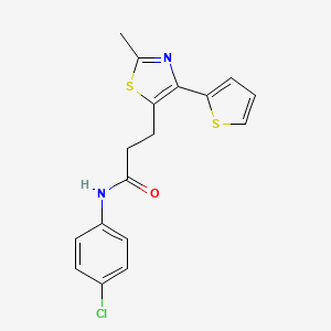 molecular formula C17H15ClN2OS2 B3396396 N-(4-chlorophenyl)-3-(2-methyl-4-(thiophen-2-yl)thiazol-5-yl)propanamide CAS No. 1017663-03-4