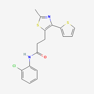 molecular formula C17H15ClN2OS2 B3396413 N-(2-chlorophenyl)-3-(2-methyl-4-(thiophen-2-yl)thiazol-5-yl)propanamide CAS No. 1017663-22-7