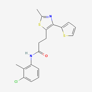 molecular formula C18H17ClN2OS2 B3396416 N-(3-chloro-2-methylphenyl)-3-(2-methyl-4-(thiophen-2-yl)thiazol-5-yl)propanamide CAS No. 1017663-25-0
