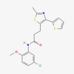 molecular formula C18H17ClN2O2S2 B3396424 N-(5-chloro-2-methoxyphenyl)-3-[2-methyl-4-(thiophen-2-yl)-1,3-thiazol-5-yl]propanamide CAS No. 1017663-26-1