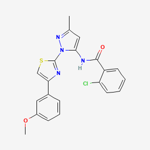 molecular formula C21H17ClN4O2S B3396447 2-chloro-N-(1-(4-(3-methoxyphenyl)thiazol-2-yl)-3-methyl-1H-pyrazol-5-yl)benzamide CAS No. 1019095-15-8