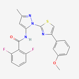 molecular formula C21H16F2N4O2S B3396449 2,6-difluoro-N-(1-(4-(3-methoxyphenyl)thiazol-2-yl)-3-methyl-1H-pyrazol-5-yl)benzamide CAS No. 1019095-21-6
