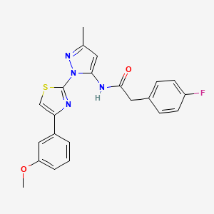molecular formula C22H19FN4O2S B3396462 2-(4-fluorophenyl)-N-(1-(4-(3-methoxyphenyl)thiazol-2-yl)-3-methyl-1H-pyrazol-5-yl)acetamide CAS No. 1019095-34-1