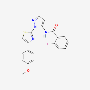 molecular formula C22H19FN4O2S B3396472 N-(1-(4-(4-ethoxyphenyl)thiazol-2-yl)-3-methyl-1H-pyrazol-5-yl)-2-fluorobenzamide CAS No. 1019095-61-4