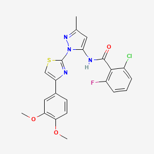 B3396522 2-chloro-N-(1-(4-(3,4-dimethoxyphenyl)thiazol-2-yl)-3-methyl-1H-pyrazol-5-yl)-6-fluorobenzamide CAS No. 1019096-26-4