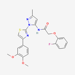 molecular formula C23H21FN4O4S B3396524 N-(1-(4-(3,4-dimethoxyphenyl)thiazol-2-yl)-3-methyl-1H-pyrazol-5-yl)-2-(2-fluorophenoxy)acetamide CAS No. 1019096-42-4
