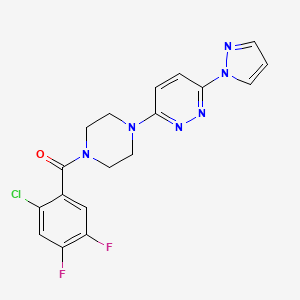 molecular formula C18H15ClF2N6O B3396539 3-[4-(2-chloro-4,5-difluorobenzoyl)piperazin-1-yl]-6-(1H-pyrazol-1-yl)pyridazine CAS No. 1019100-85-6