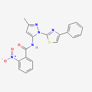 molecular formula C20H15N5O3S B3396561 N-(3-methyl-1-(4-phenylthiazol-2-yl)-1H-pyrazol-5-yl)-2-nitrobenzamide CAS No. 1019101-95-1