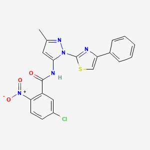 molecular formula C20H14ClN5O3S B3396571 5-chloro-N-(3-methyl-1-(4-phenylthiazol-2-yl)-1H-pyrazol-5-yl)-2-nitrobenzamide CAS No. 1019102-04-5