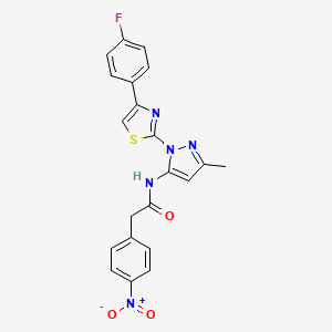 B3396604 N-(1-(4-(4-fluorophenyl)thiazol-2-yl)-3-methyl-1H-pyrazol-5-yl)-2-(4-nitrophenyl)acetamide CAS No. 1019102-45-4