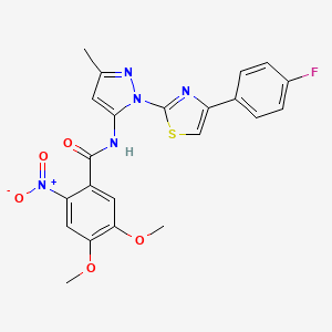 B3396605 N-(1-(4-(4-fluorophenyl)thiazol-2-yl)-3-methyl-1H-pyrazol-5-yl)-4,5-dimethoxy-2-nitrobenzamide CAS No. 1019102-48-7