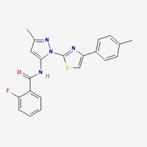 B3396634 2-fluoro-N-(3-methyl-1-(4-(p-tolyl)thiazol-2-yl)-1H-pyrazol-5-yl)benzamide CAS No. 1019103-00-4