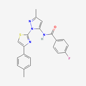 molecular formula C21H17FN4OS B3396635 4-fluoro-N-(3-methyl-1-(4-(p-tolyl)thiazol-2-yl)-1H-pyrazol-5-yl)benzamide CAS No. 1019103-01-5