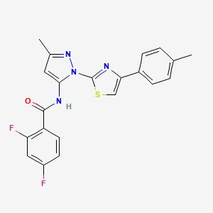 molecular formula C21H16F2N4OS B3396658 2,4-difluoro-N-(3-methyl-1-(4-(p-tolyl)thiazol-2-yl)-1H-pyrazol-5-yl)benzamide CAS No. 1019103-44-6