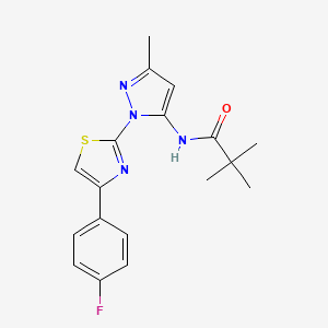 molecular formula C18H19FN4OS B3396671 N-(1-(4-(4-fluorophenyl)thiazol-2-yl)-3-methyl-1H-pyrazol-5-yl)pivalamide CAS No. 1019103-55-9
