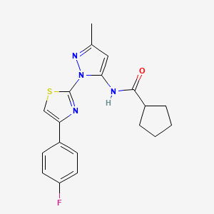 molecular formula C19H19FN4OS B3396679 N-(1-(4-(4-fluorophenyl)thiazol-2-yl)-3-methyl-1H-pyrazol-5-yl)cyclopentanecarboxamide CAS No. 1019103-62-8