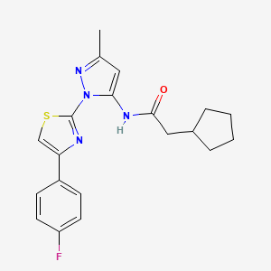 molecular formula C20H21FN4OS B3396682 2-cyclopentyl-N-(1-(4-(4-fluorophenyl)thiazol-2-yl)-3-methyl-1H-pyrazol-5-yl)acetamide CAS No. 1019103-66-2