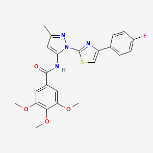 molecular formula C23H21FN4O4S B3396710 N-(1-(4-(4-fluorophenyl)thiazol-2-yl)-3-methyl-1H-pyrazol-5-yl)-3,4,5-trimethoxybenzamide CAS No. 1019103-84-4