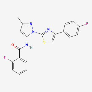 molecular formula C20H14F2N4OS B3396711 2-fluoro-N-(1-(4-(4-fluorophenyl)thiazol-2-yl)-3-methyl-1H-pyrazol-5-yl)benzamide CAS No. 1019103-87-7