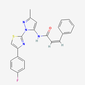 molecular formula C22H17FN4OS B3396736 (Z)-N-(1-(4-(4-fluorophenyl)thiazol-2-yl)-3-methyl-1H-pyrazol-5-yl)-3-phenylacrylamide CAS No. 1019104-03-0